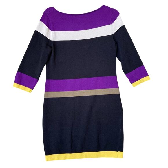 New Nine West Womens Small Color Block Stripe 3/4 Sleeve Sheath Dress - Picture 3 of 4